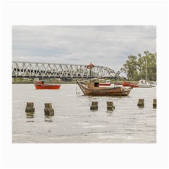 Boats At Santa Lucia River In Montevideo Uruguay Small Glasses Cloth (2-side) by dflcprints