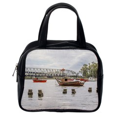 Boats At Santa Lucia River In Montevideo Uruguay Classic Handbags (one Side) by dflcprints