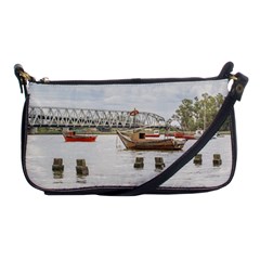 Boats At Santa Lucia River In Montevideo Uruguay Shoulder Clutch Bags by dflcprints