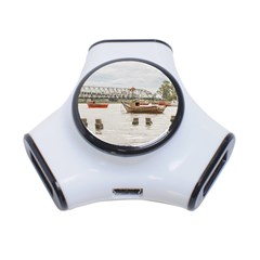 Boats At Santa Lucia River In Montevideo Uruguay 3-port Usb Hub by dflcprints
