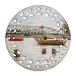 Boats At Santa Lucia River In Montevideo Uruguay Round Filigree Ornament (2Side) Back