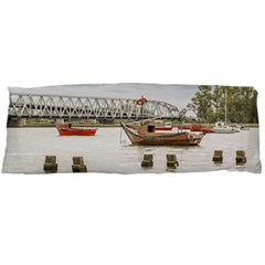 Boats At Santa Lucia River In Montevideo Uruguay Body Pillow Cases (dakimakura)  by dflcprints