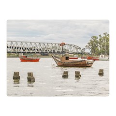 Boats At Santa Lucia River In Montevideo Uruguay Double Sided Flano Blanket (mini) 