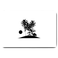 Tropical Scene Island Sunset Illustration Large Doormat  by dflcprints