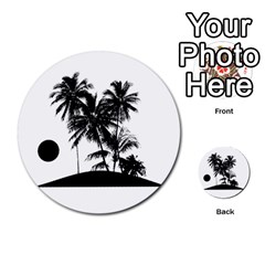 Tropical Scene Island Sunset Illustration Multi-purpose Cards (round)  by dflcprints