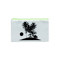 Tropical Scene Island Sunset Illustration Cosmetic Bag (xs)