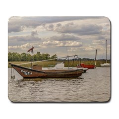 Fishing And Sailboats At Santa Lucia River In Montevideo Large Mousepads by dflcprints