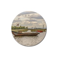 Fishing And Sailboats At Santa Lucia River In Montevideo Magnet 3  (round) by dflcprints