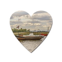 Fishing And Sailboats At Santa Lucia River In Montevideo Heart Magnet by dflcprints