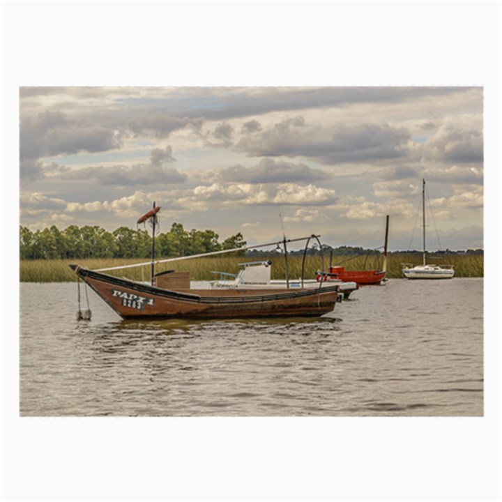 Fishing And Sailboats At Santa Lucia River In Montevideo Large Glasses Cloth (2-Side)