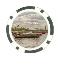 Fishing And Sailboats At Santa Lucia River In Montevideo Poker Chip Card Guards by dflcprints