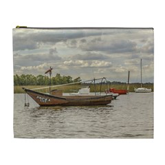 Fishing And Sailboats At Santa Lucia River In Montevideo Cosmetic Bag (xl) by dflcprints