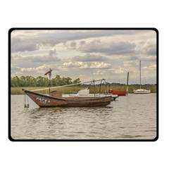 Fishing And Sailboats At Santa Lucia River In Montevideo Double Sided Fleece Blanket (small)  by dflcprints