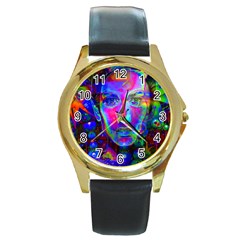 Night Dancer Round Gold Metal Watches by icarusismartdesigns