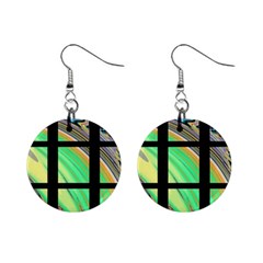 Black Window With Colorful Tiles Mini Button Earrings by digitaldivadesigns