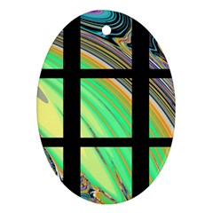 Black Window With Colorful Tiles Oval Ornament (two Sides) by digitaldivadesigns