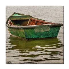 Old Fishing Boat At Santa Lucia River In Montevideo Tile Coasters by dflcprints