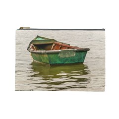 Old Fishing Boat At Santa Lucia River In Montevideo Cosmetic Bag (large)  by dflcprints