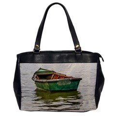 Old Fishing Boat At Santa Lucia River In Montevideo Office Handbags by dflcprints