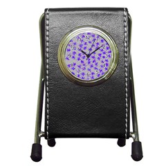 Purple Pattern Pen Holder Desk Clocks by JDDesigns