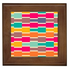 Connected Colorful Rectangles			framed Tile by LalyLauraFLM
