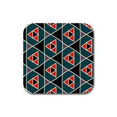 Triangles In Retro Colors Pattern			rubber Square Coaster (4 Pack by LalyLauraFLM