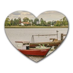 Santa Lucia River In Montevideo Uruguay Heart Mousepads by dflcprints