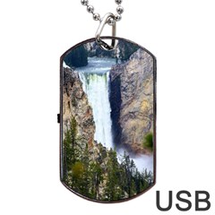 Yellowstone Waterfall Dog Tag Usb Flash (one Side) by trendistuff