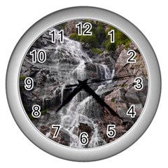 Mountain Waterfall Wall Clocks (silver)  by trendistuff