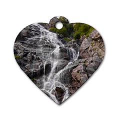 Mountain Waterfall Dog Tag Heart (two Sides) by trendistuff