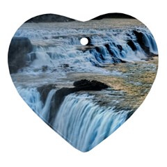 Gullfoss Waterfalls 2 Heart Ornament (2 Sides) by trendistuff