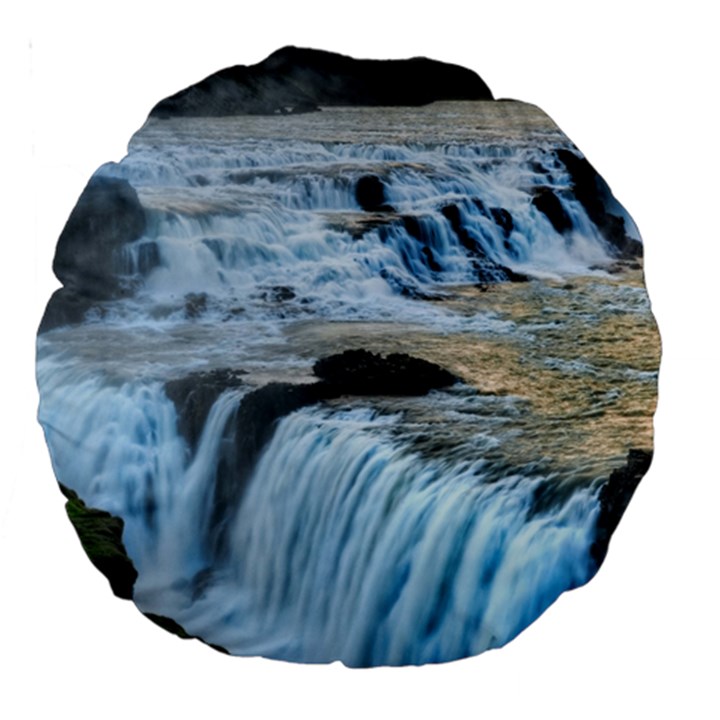 GULLFOSS WATERFALLS 2 Large 18  Premium Round Cushions