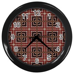 Check Ornate Pattern Wall Clocks (black) by dflcprints