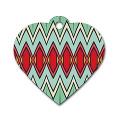 Rhombus And Chevrons Pattern			dog Tag Heart (one Side) by LalyLauraFLM