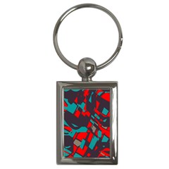 Red Blue Pieces			key Chain (rectangle) by LalyLauraFLM