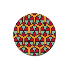 Honeycombs Triangles And Other Shapes Pattern			rubber Coaster (round) by LalyLauraFLM