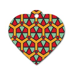 Honeycombs Triangles And Other Shapes Pattern			dog Tag Heart (one Side) by LalyLauraFLM