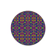 Ethnic Modern Geometric Pattern Rubber Round Coaster (4 Pack)  by dflcprints