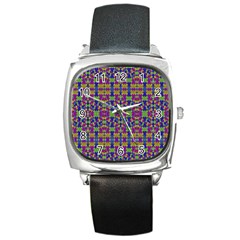 Ethnic Modern Geometric Pattern Square Metal Watches by dflcprints
