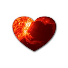 Solar Flare 1 Rubber Coaster (heart)  by trendistuff