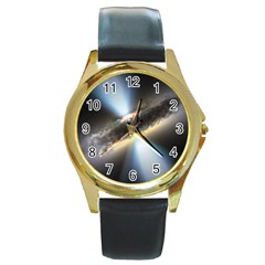 Hidden Black Hole Round Gold Metal Watches by trendistuff