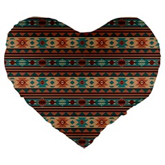 Southwest Design Turquoise And Terracotta Large 19  Premium Flano Heart Shape Cushions by SouthwestDesigns