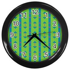 Arrows And Stripes Pattern			wall Clock (black) by LalyLauraFLM