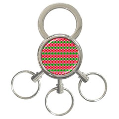 Red Pink Green Rhombus Pattern			3-ring Key Chain by LalyLauraFLM