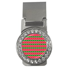 Red Pink Green Rhombus Pattern			money Clip (cz) by LalyLauraFLM