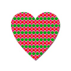 Red Pink Green Rhombus Pattern			magnet (heart) by LalyLauraFLM