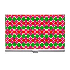 Red Pink Green Rhombus Pattern			business Card Holder by LalyLauraFLM