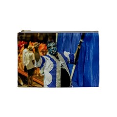 Painted Face Man At Inagural Parade Of Carnival In Montevideo Cosmetic Bag (medium)  by dflcprints
