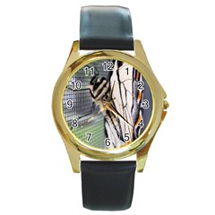 Butterfly 1 Round Gold Metal Watches