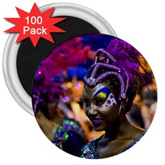 Costumed Attractive Dancer Woman At Carnival Parade Of Uruguay 3  Magnets (100 Pack) by dflcprints